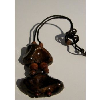 Collar Marrón doble de cerámica y cuerda