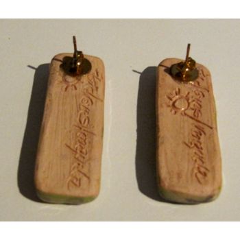 c Aretes  de Cerámica verde- naranja